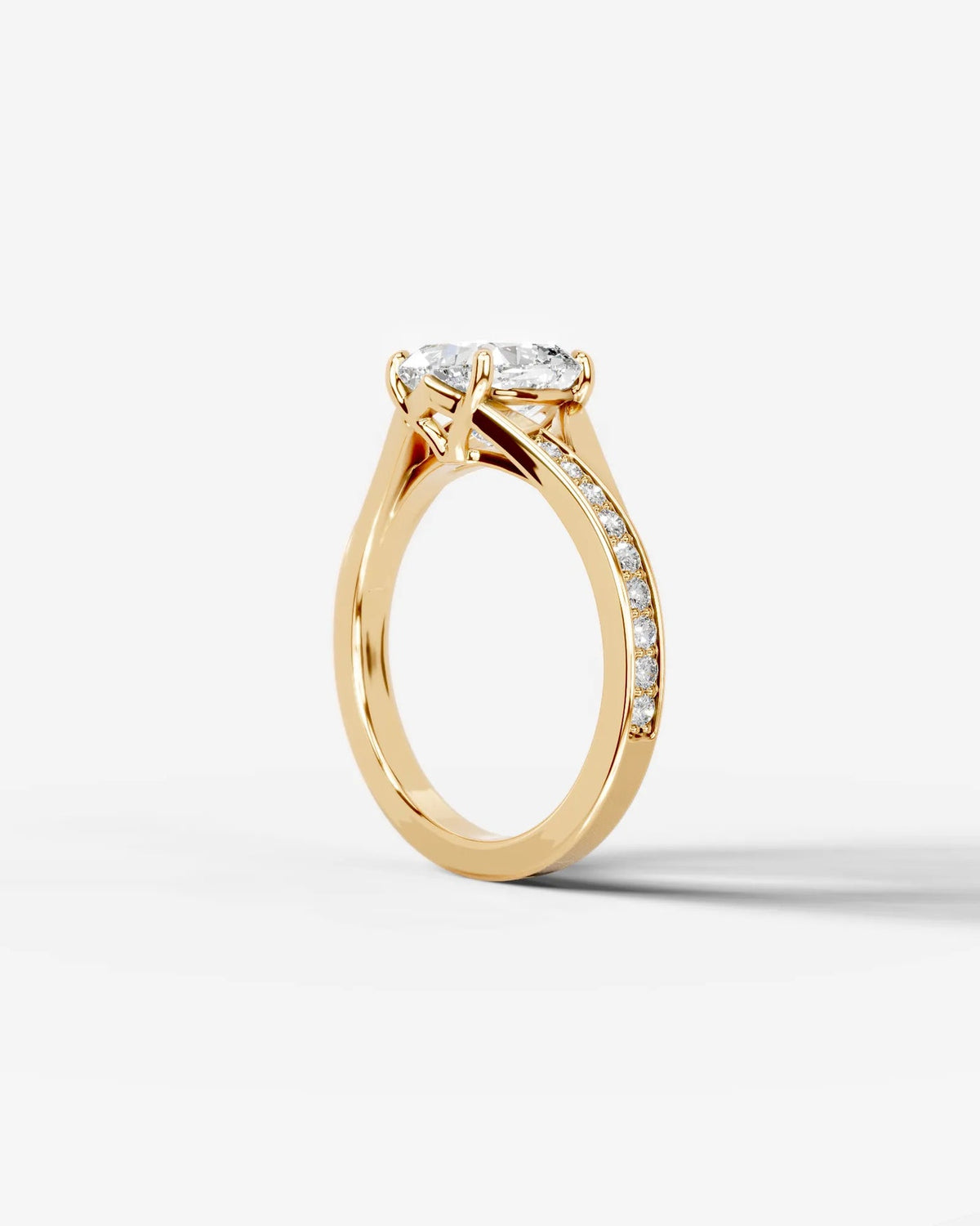 2 Carat Lab Grown Cushion Cut Sculpted Channel Set Sidestone Engagement Ring