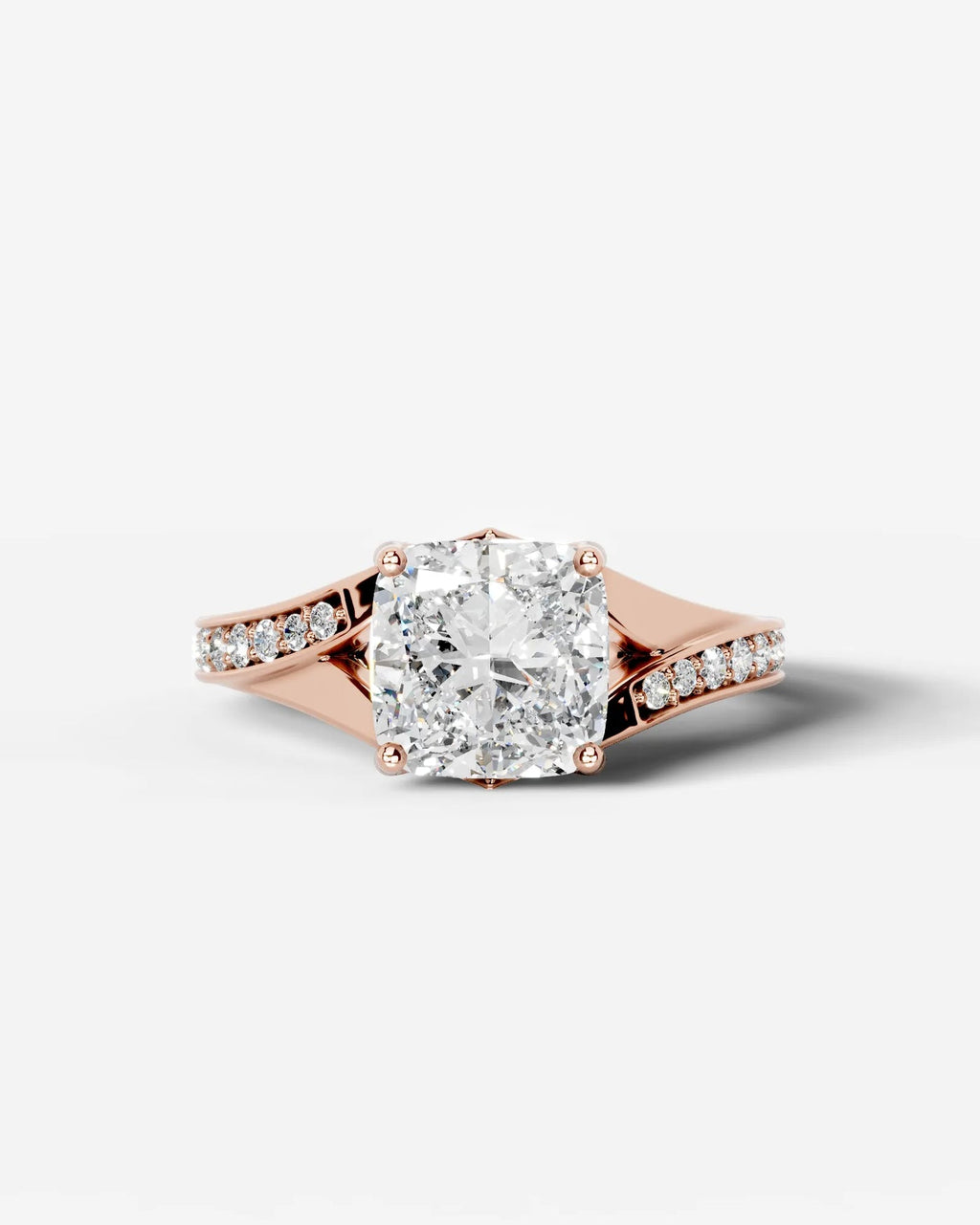 2 Carat Lab Grown Cushion Cut Sculpted Channel Set Sidestone Engagement Ring