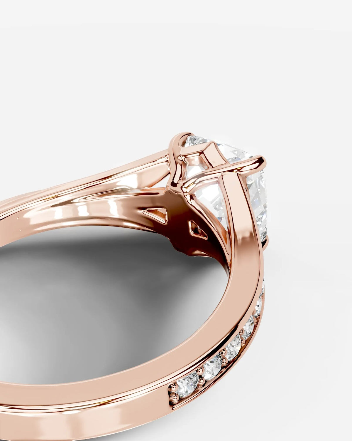 2 Carat Lab Grown Cushion Cut Sculpted Channel Set Sidestone Engagement Ring