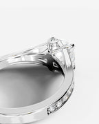 2 Carat Lab Grown Cushion Cut Sculpted Channel Set Sidestone Engagement Ring