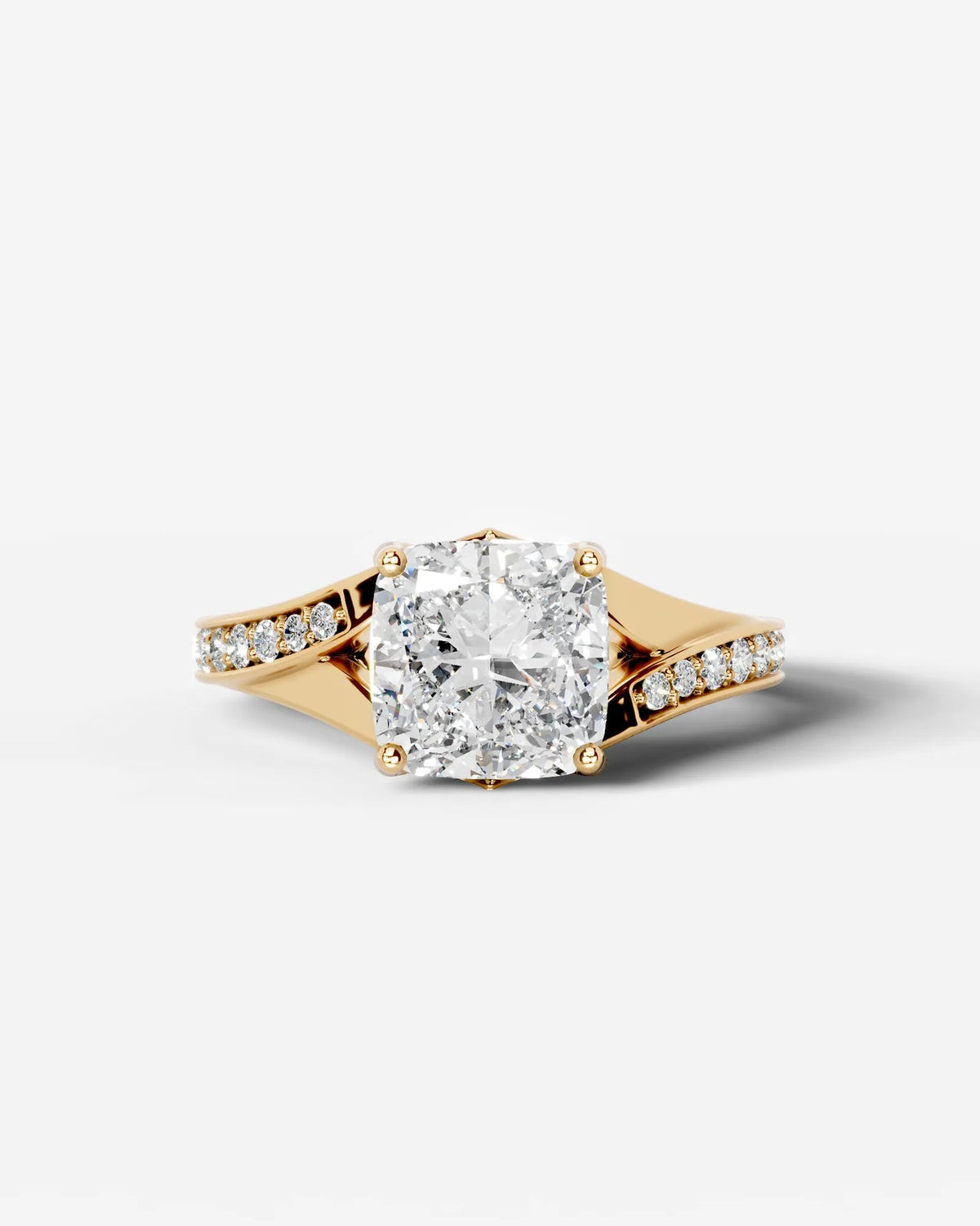 2 Carat Lab Grown Cushion Cut Sculpted Channel Set Sidestone Engagement Ring
