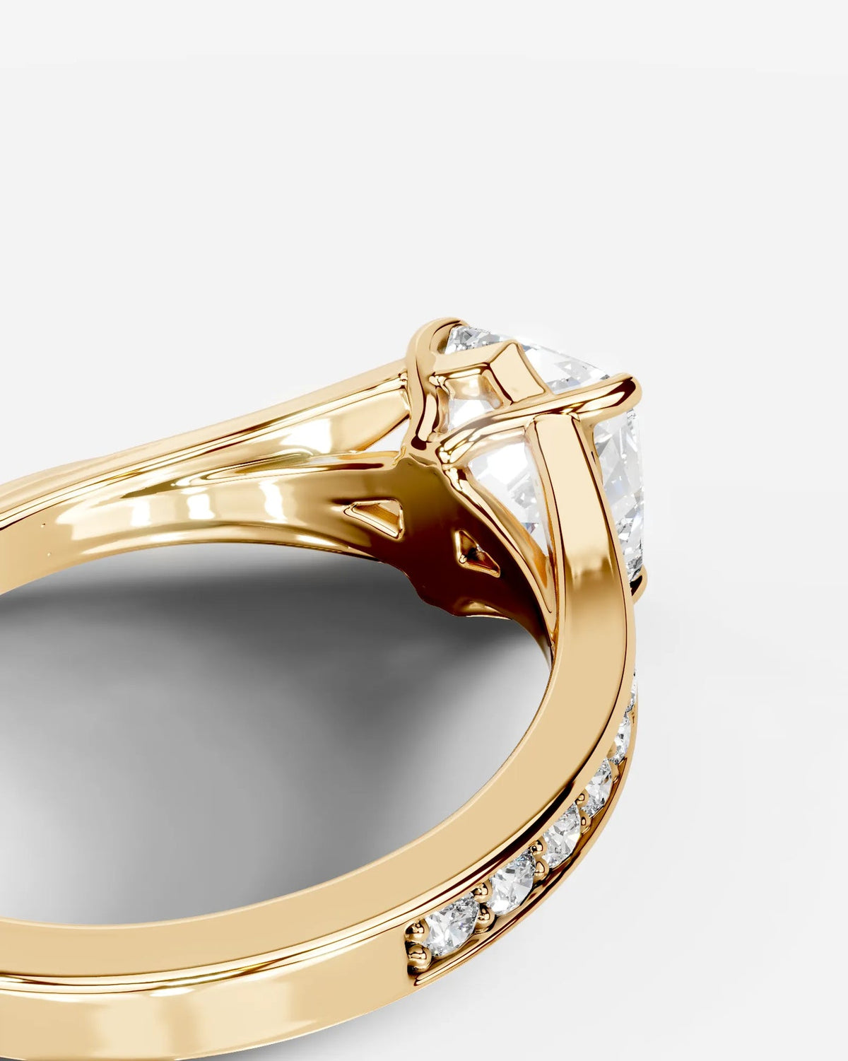 2 Carat Lab Grown Cushion Cut Sculpted Channel Set Sidestone Engagement Ring