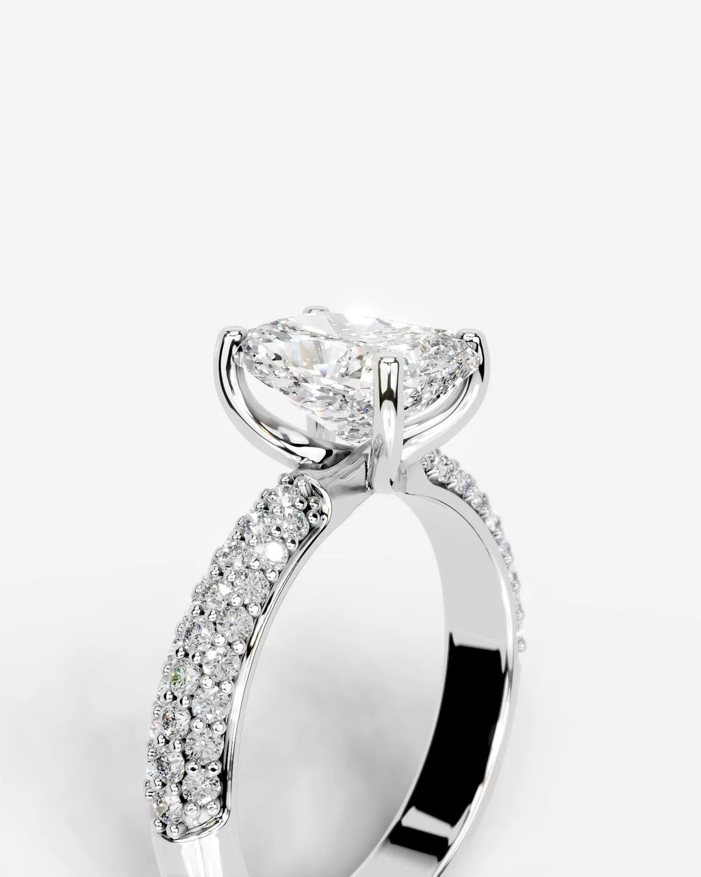 2 Carat Lab Grown Elongated Cushion Cut Diamond Crossover Ring