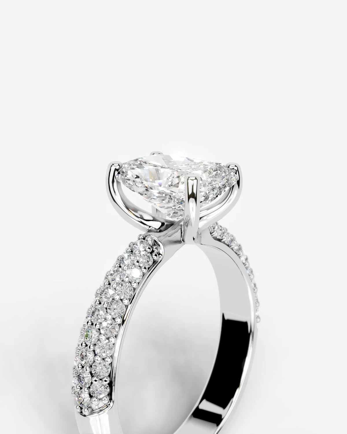 2 Carat Lab Grown Elongated Cushion Cut Diamond Crossover Ring