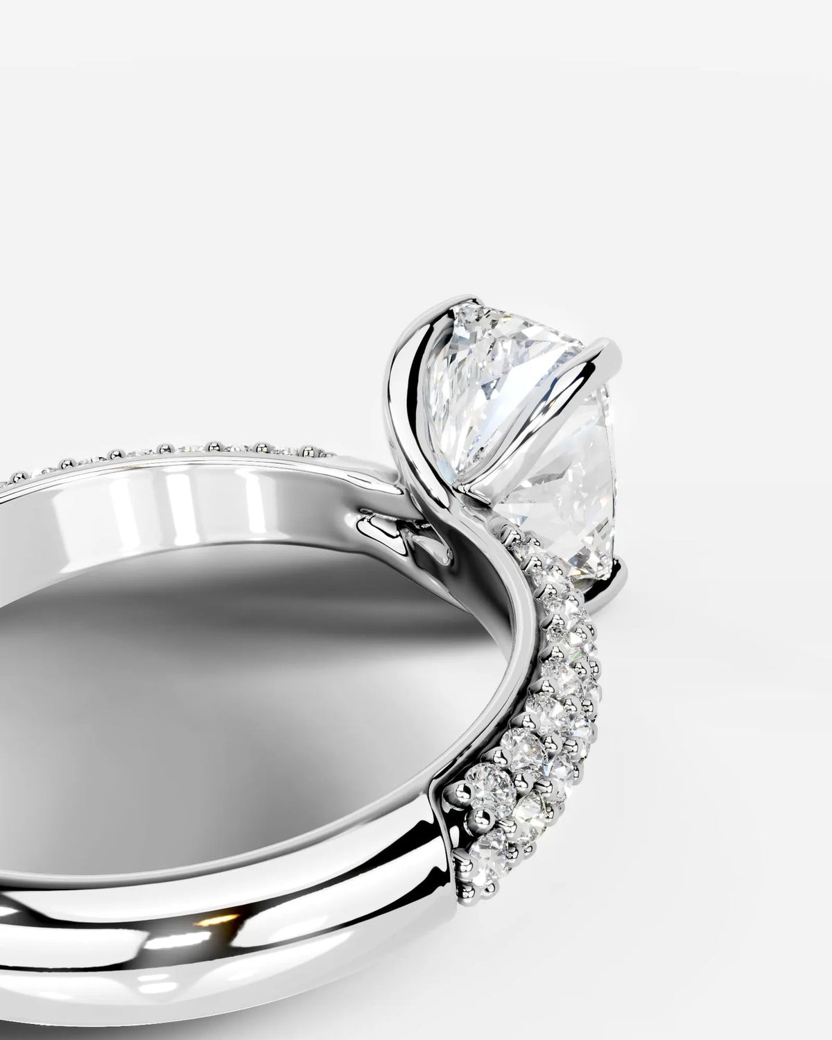 2 Carat Lab Grown Elongated Cushion Cut Diamond Crossover Ring