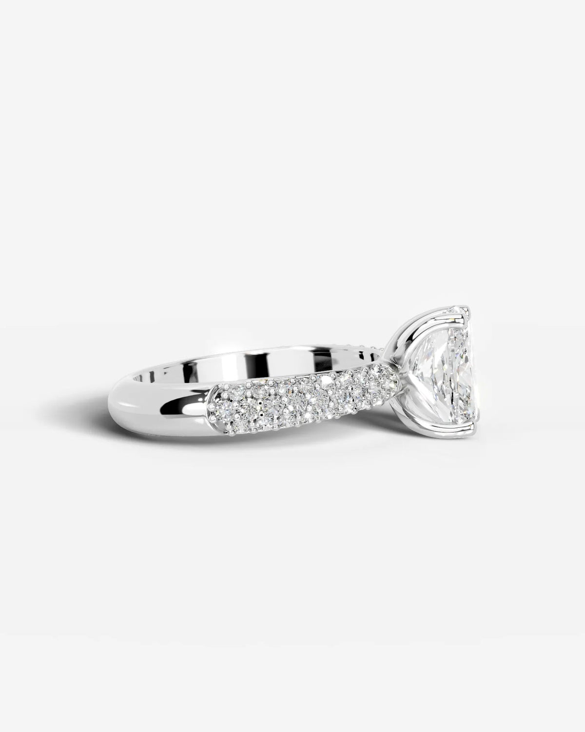 2 Carat Lab Grown Elongated Cushion Cut Diamond Crossover Ring