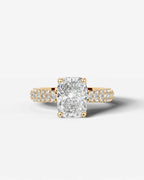 2 Carat Lab Grown Elongated Cushion Cut Diamond Crossover Ring