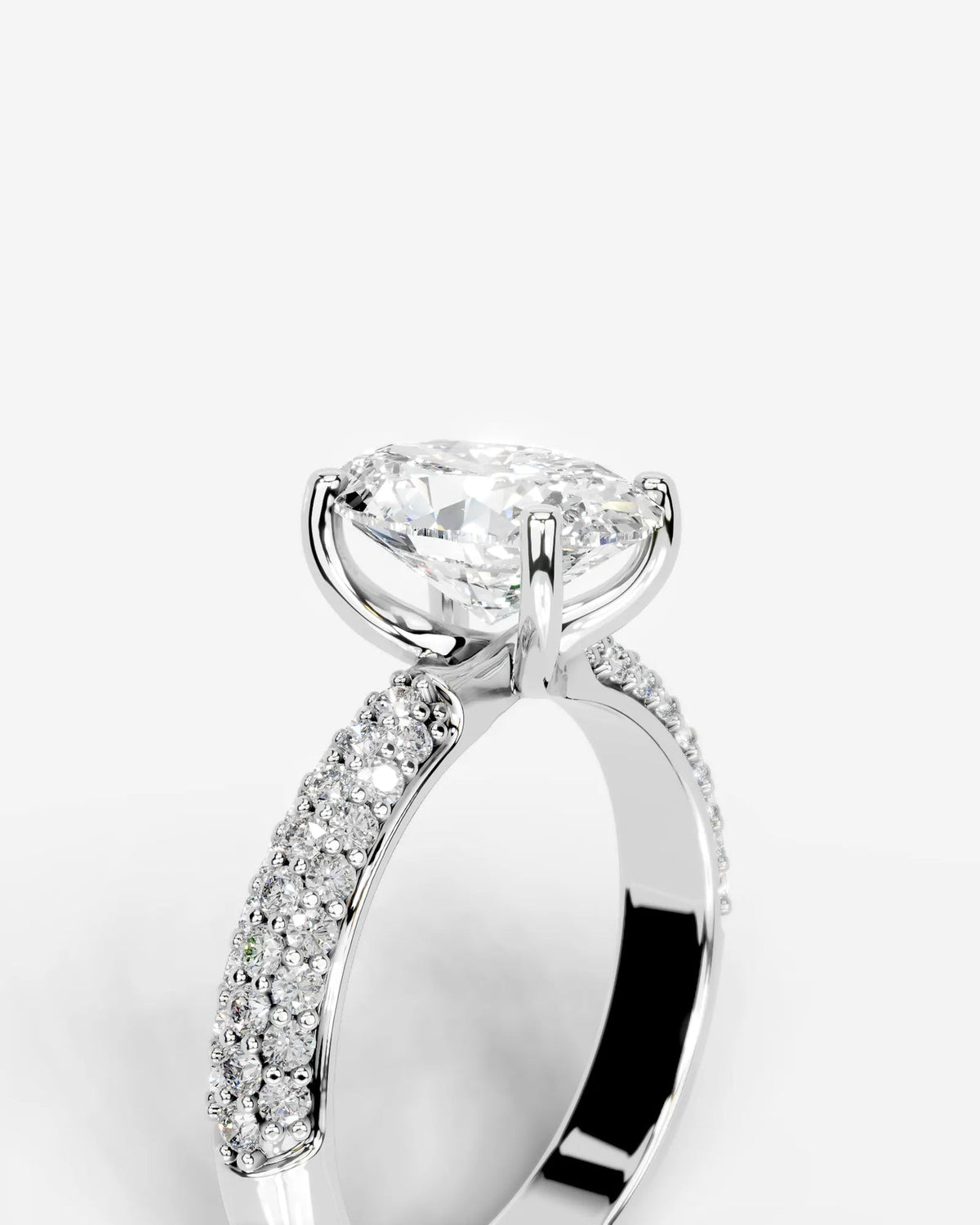 2 Carat Lab Grown Oval Cut Diamond Infinity Pavé Ring