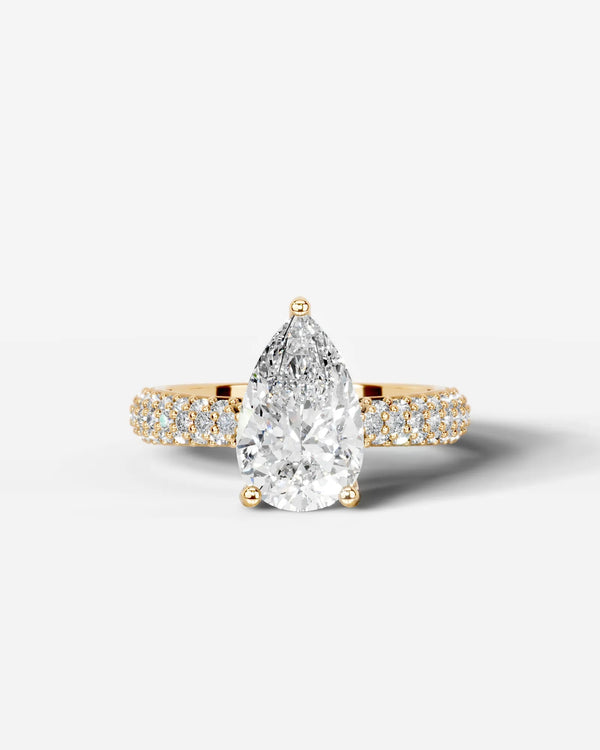2 Carat Lab Grown Pear Cut Diamond Signature Ring