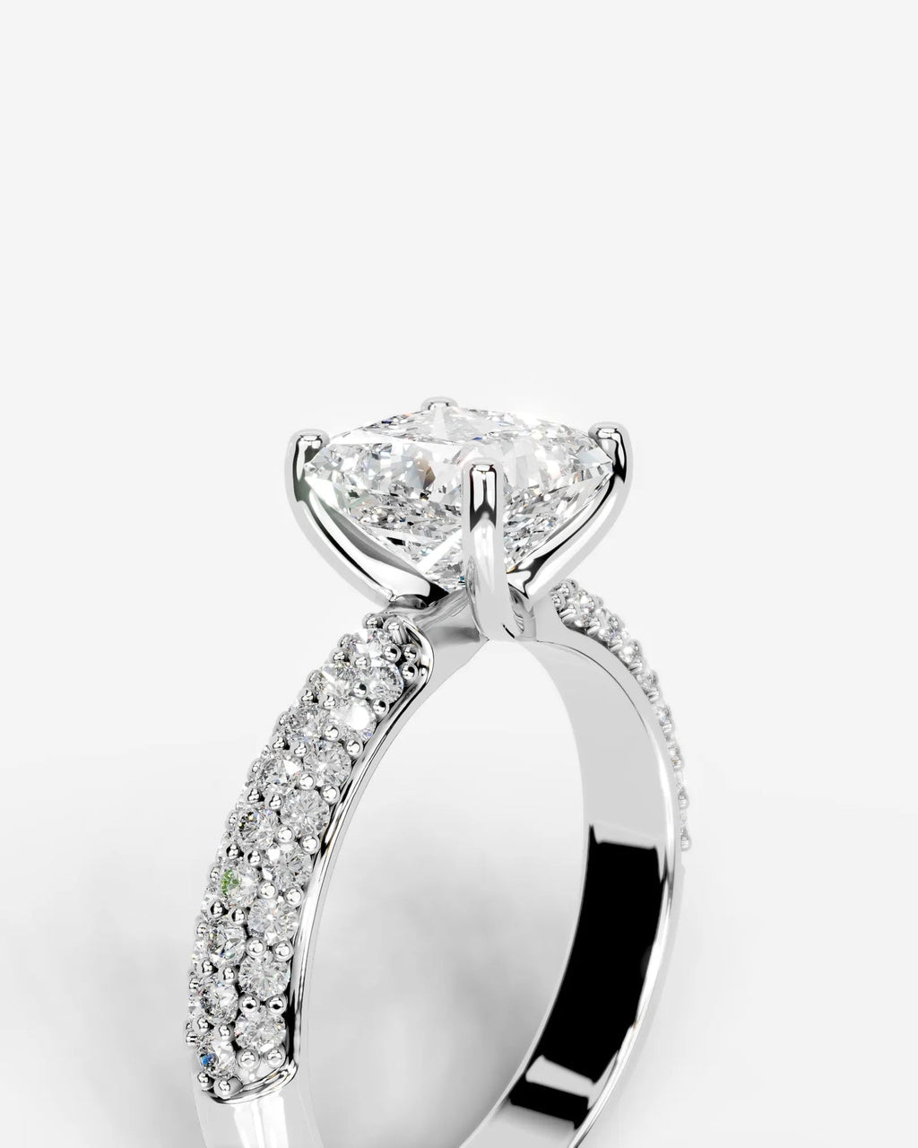 2 Carat Lab Grown Radiant Cut Diamond Twisted Diamond Band Ring
