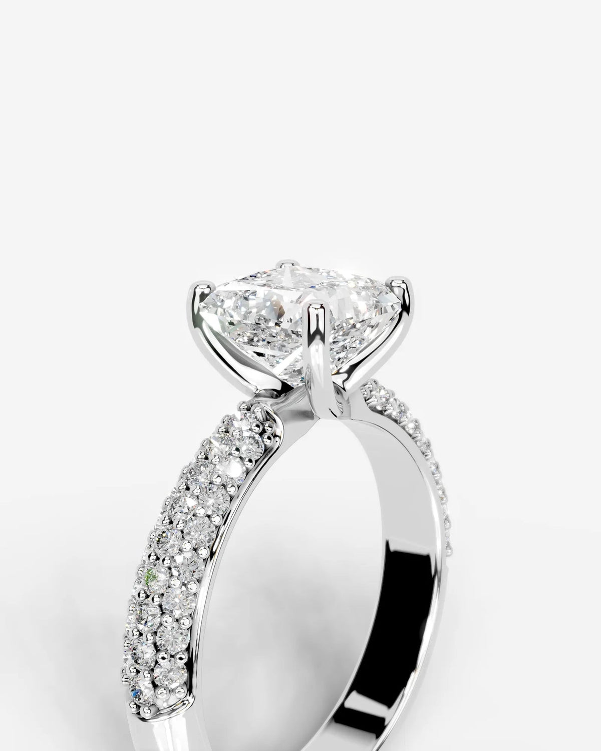 2 Carat Lab Grown Radiant Cut Diamond Twisted Diamond Band Ring