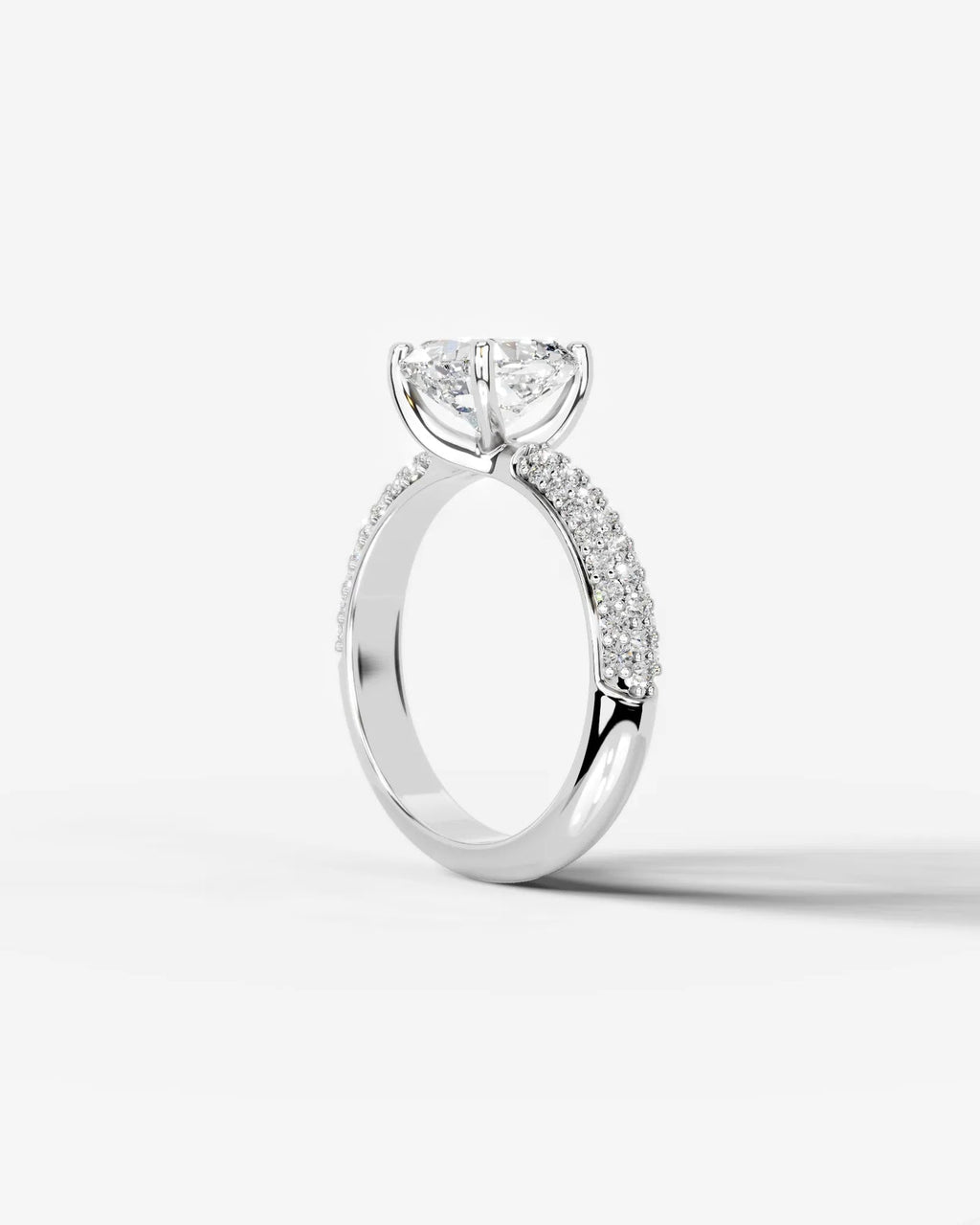 2 Carat Lab Grown Cushion Cut Diamond Pavé Ring
