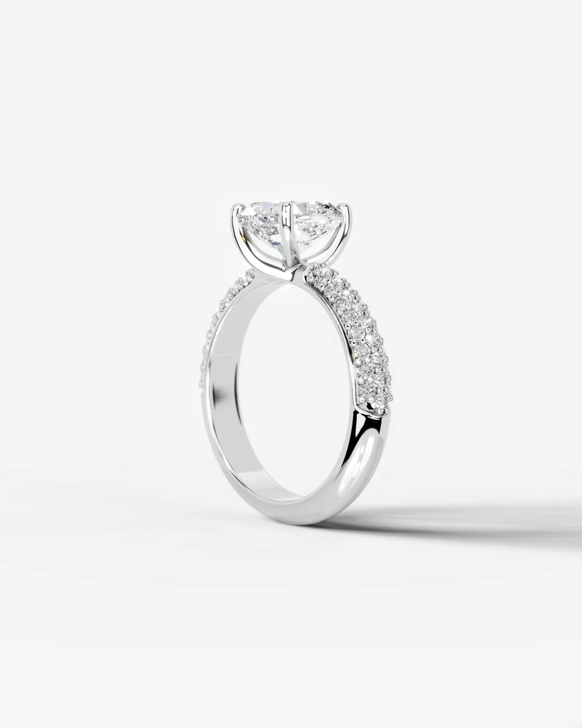 2 Carat Lab Grown Cushion Cut Diamond Pavé Ring