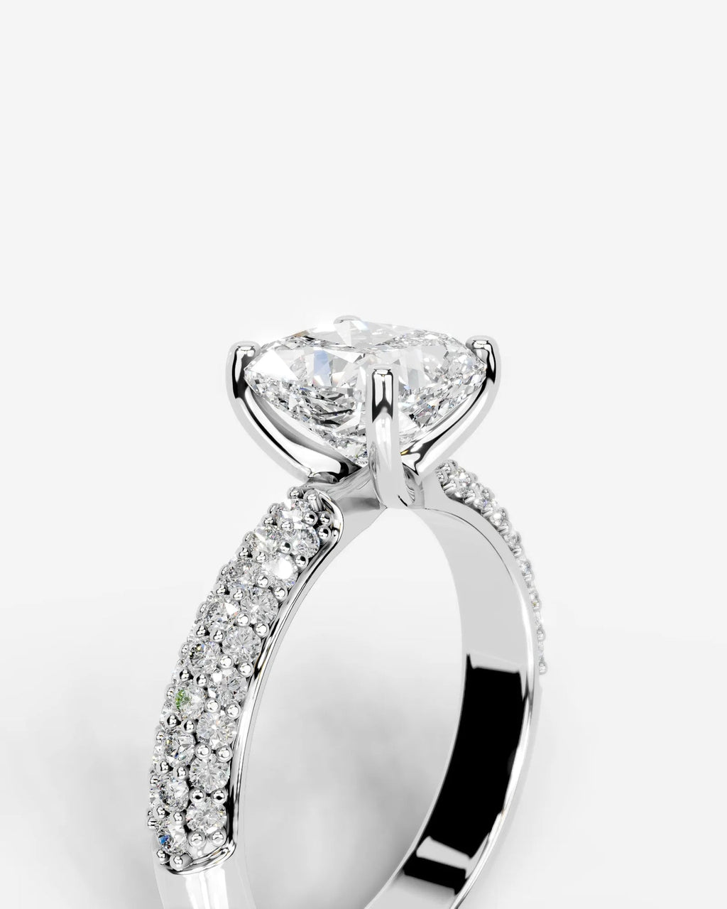 2 Carat Lab Grown Cushion Cut Diamond Pavé Ring