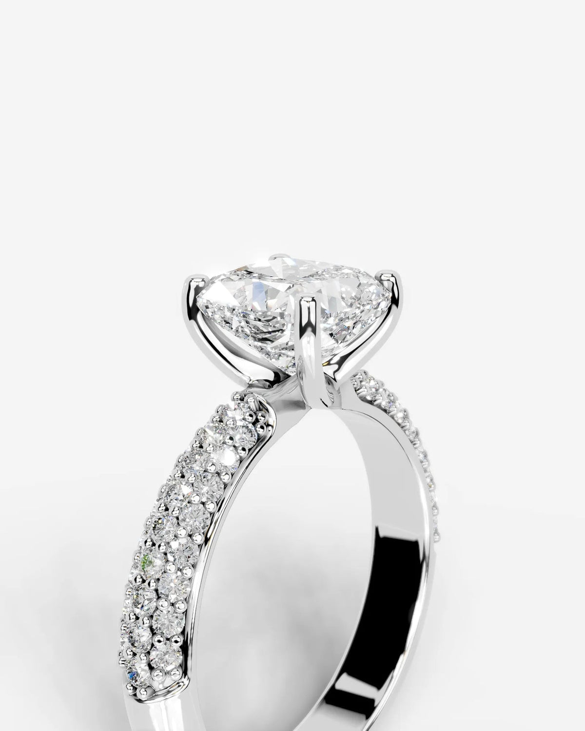 2 Carat Lab Grown Cushion Cut Diamond Pavé Ring