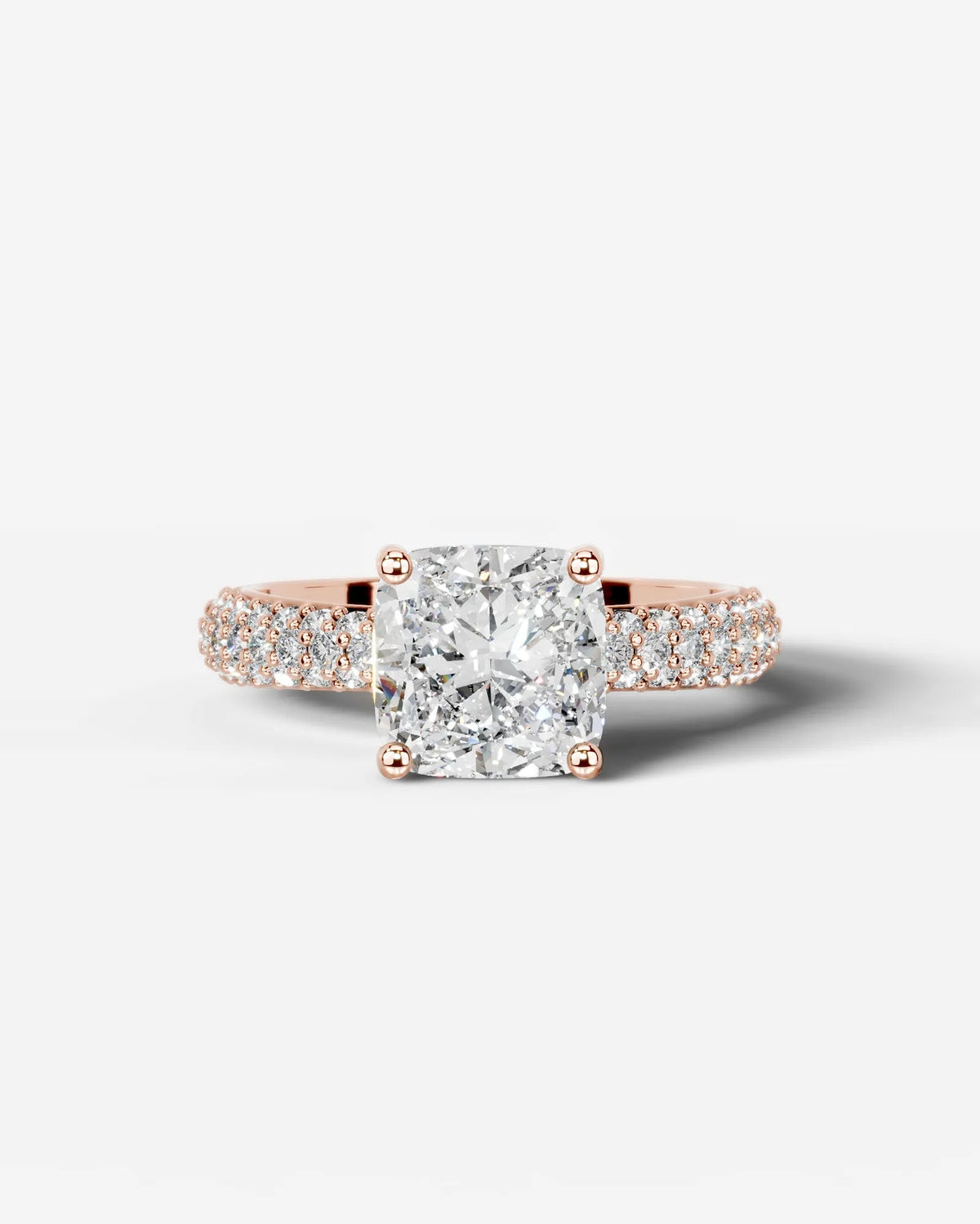 2 Carat Lab Grown Cushion Cut Diamond Pavé Ring