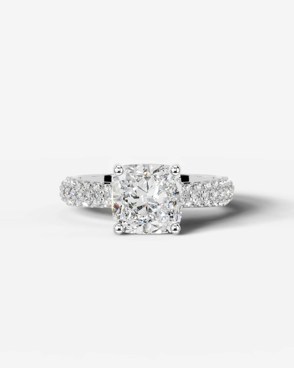 2 Carat Lab Grown Cushion Cut Diamond Pavé Ring