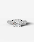 2 Carat Lab Grown Cushion Cut Diamond Pavé Ring