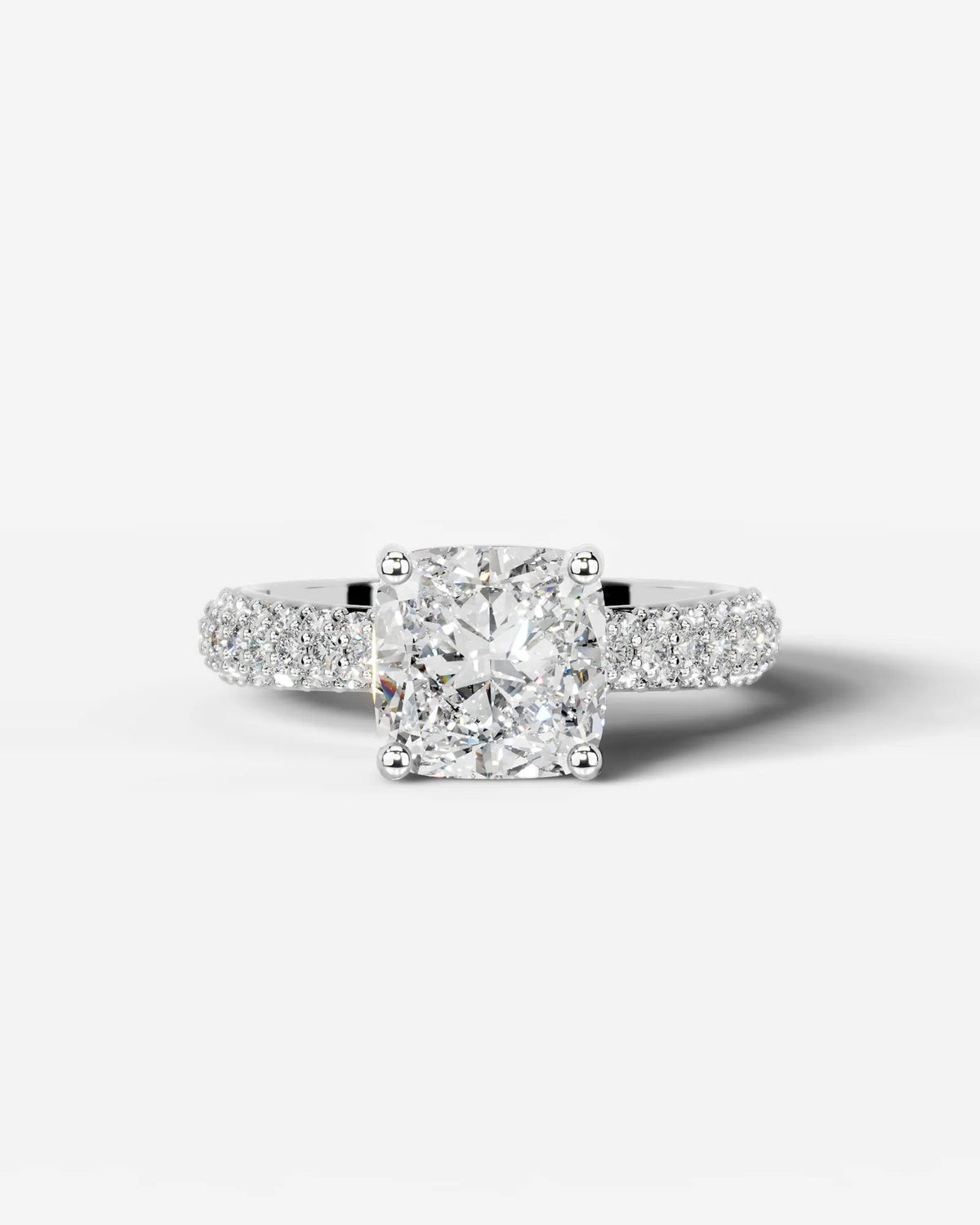 2 Carat Lab Grown Cushion Cut Diamond Pavé Ring