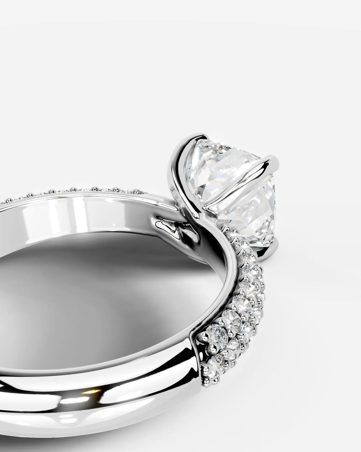 2 Carat Lab Grown Cushion Cut Diamond Pavé Ring