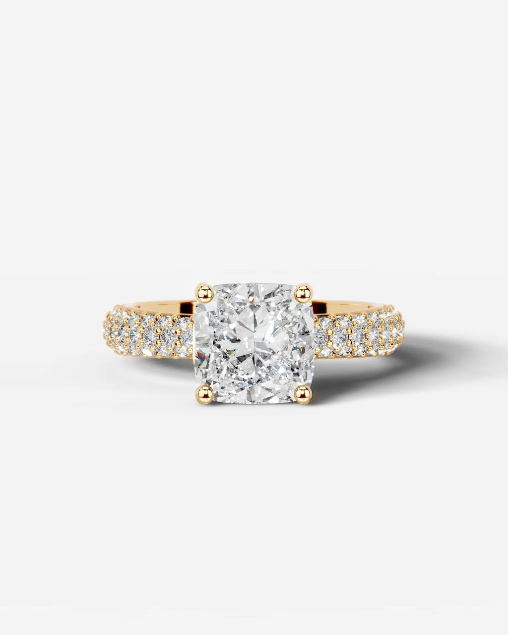 2 Carat Lab Grown Cushion Cut Diamond Pavé Ring