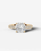2 Carat Lab Grown Cushion Cut Diamond Pavé Ring