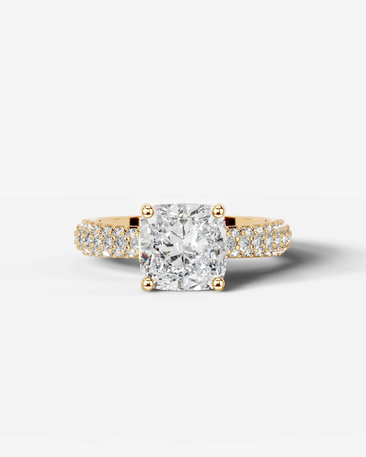 2 Carat Lab Grown Cushion Cut Diamond Pavé Ring