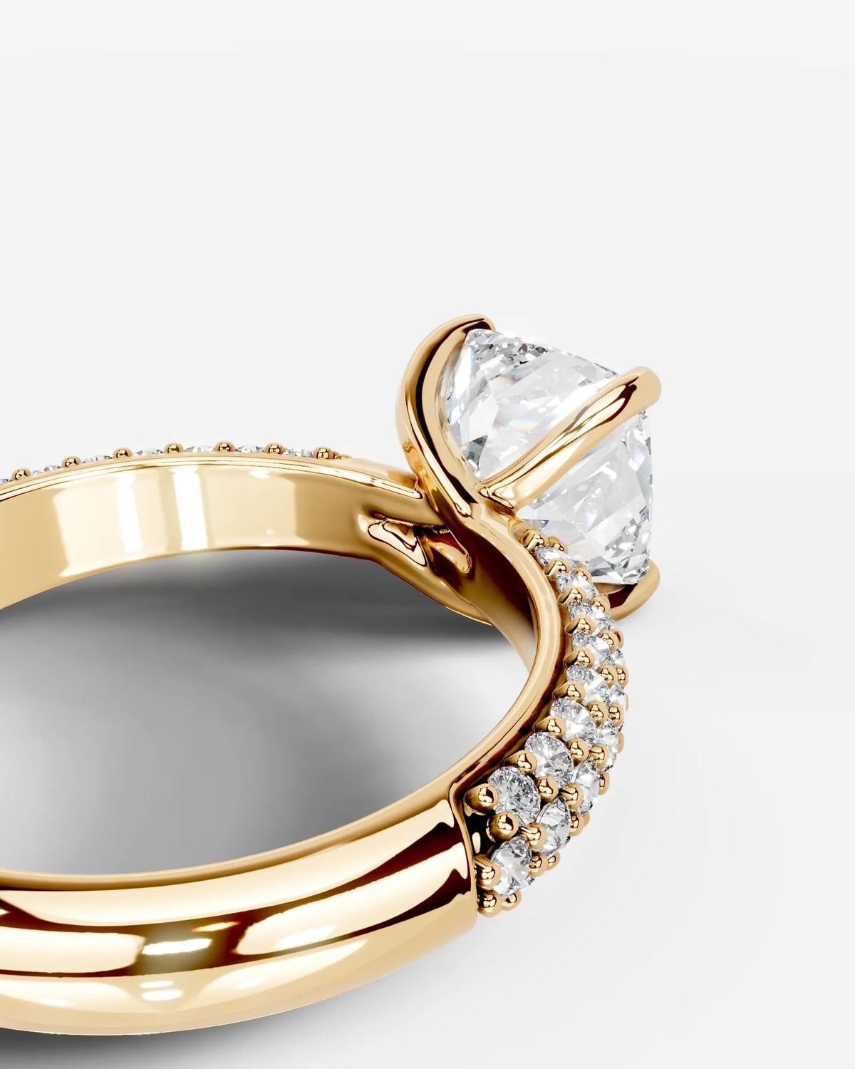 2 Carat Lab Grown Cushion Cut Diamond Pavé Ring