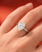 2 Carat Lab Grown Oval Cut Diamond Halo Prong Solitaire Ring