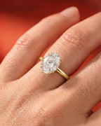 2 Carat Lab Grown Oval Cut Diamond Halo Prong Solitaire Ring