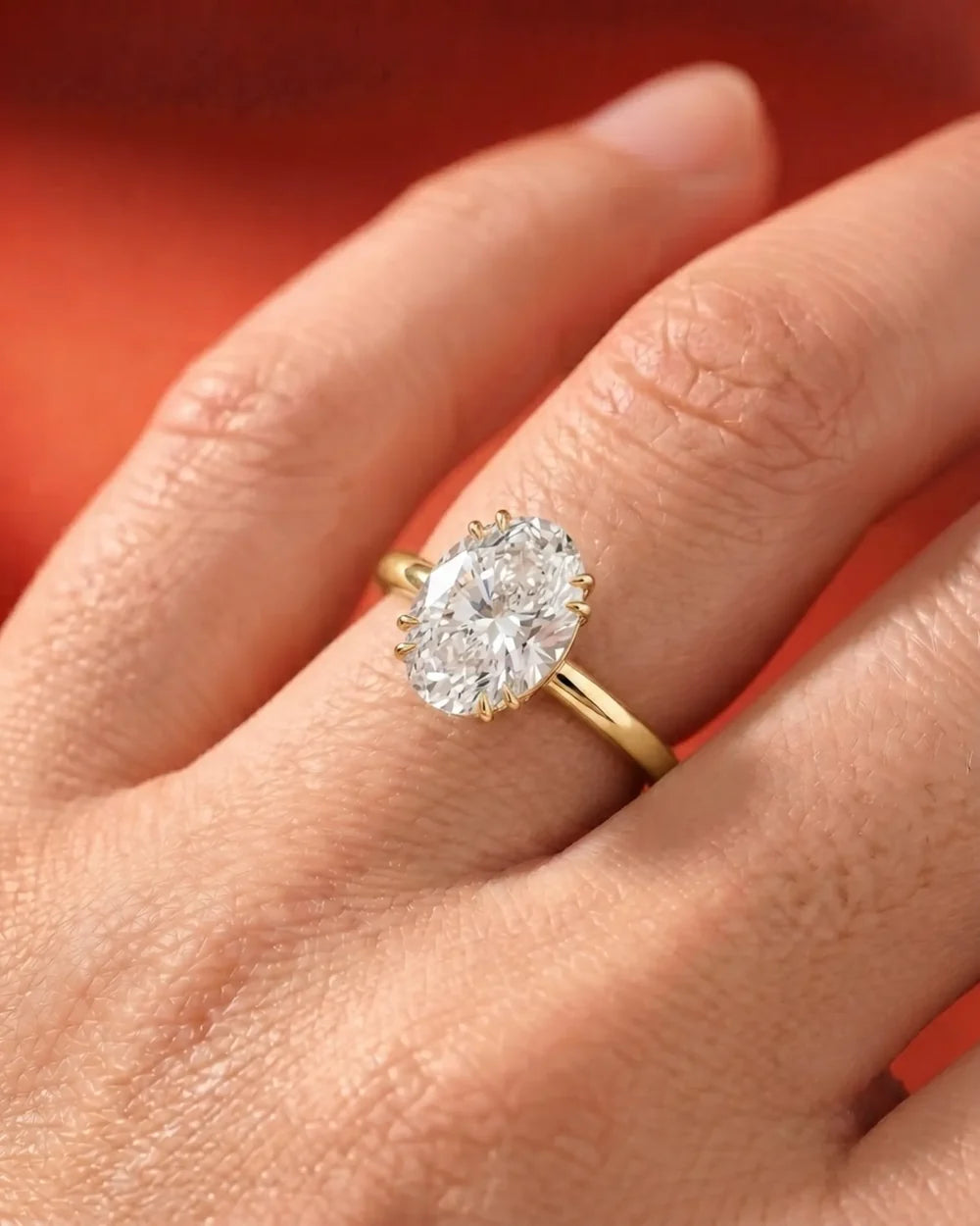 2 Carat Lab Grown Oval Cut Diamond Halo Prong Solitaire Ring