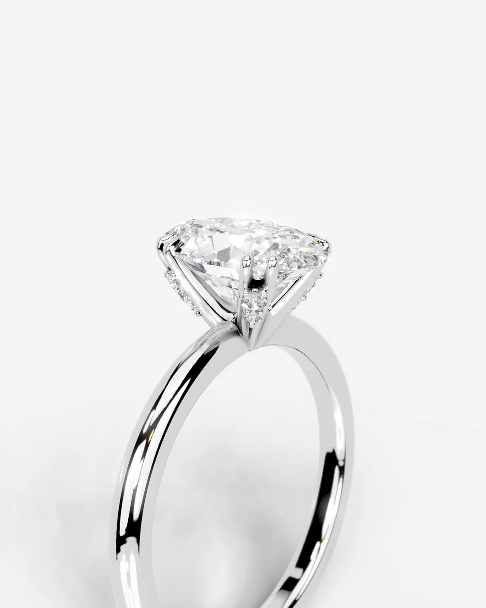 2 Carat Lab Grown Oval Cut Diamond Halo Prong Solitaire Ring