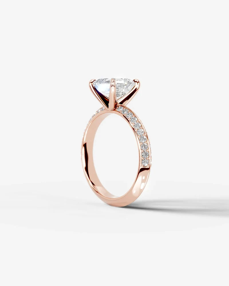 2 Carat Lab Grown Diamond Celeste Asscher Pave Engagement Ring