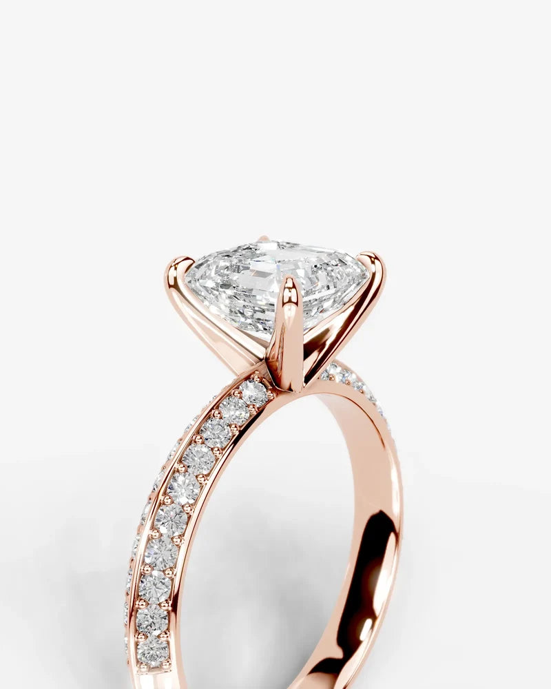 2 Carat Lab Grown Diamond Celeste Asscher Pave Engagement Ring
