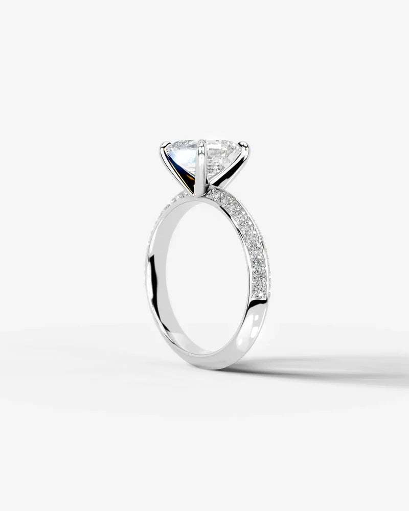 2 Carat Lab Grown Diamond Celeste Asscher Pave Engagement Ring