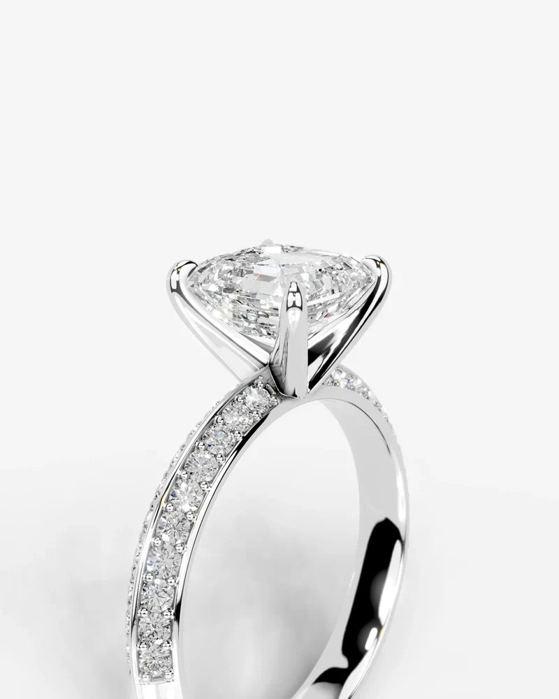 2 Carat Lab Grown Diamond Celeste Asscher Pave Engagement Ring