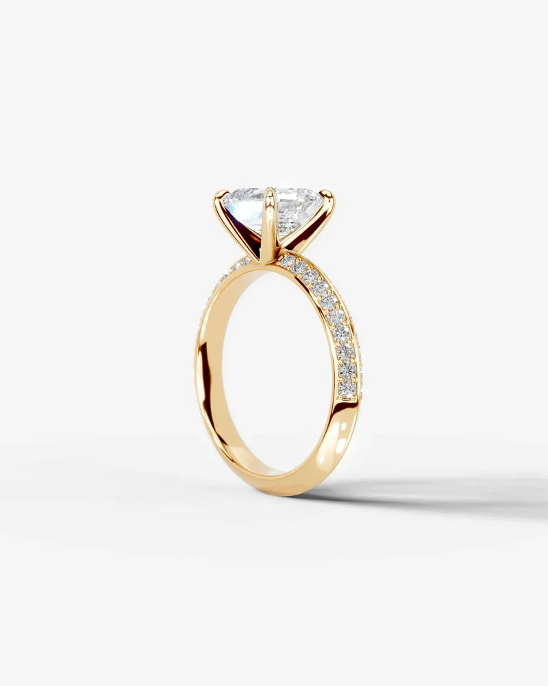 2 Carat Lab Grown Diamond Celeste Asscher Pave Engagement Ring
