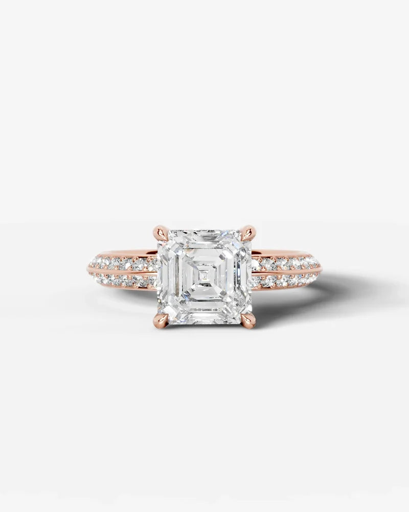 2 Carat Lab Grown Diamond Celeste Asscher Pave Engagement Ring