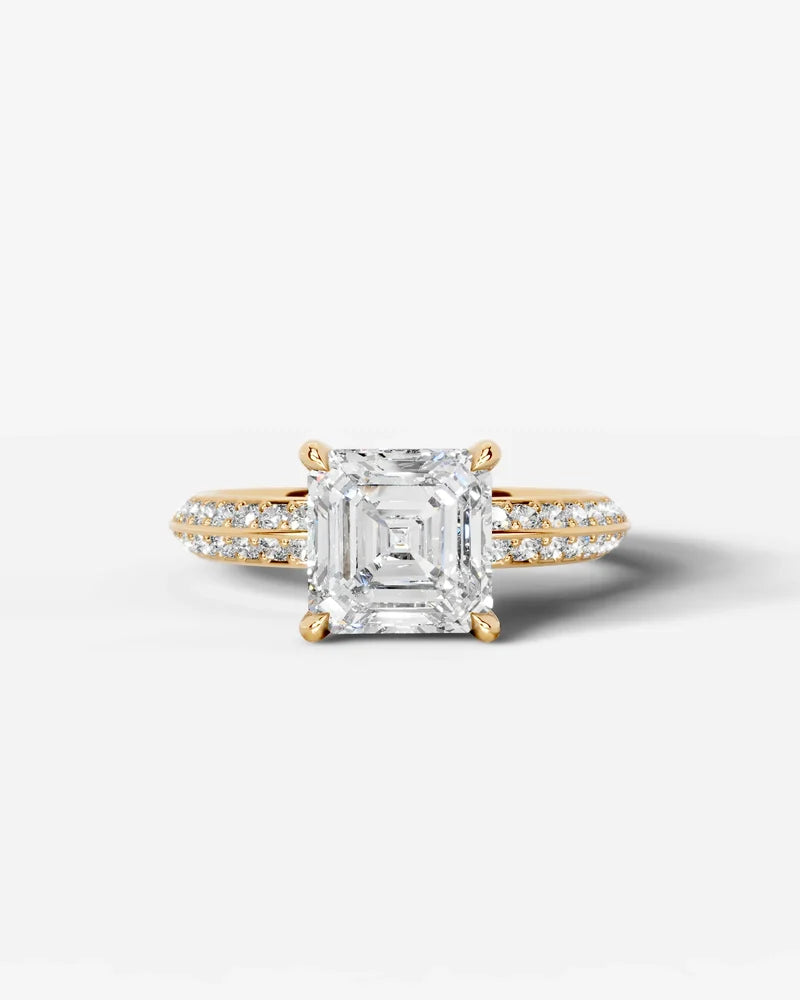 2 Carat Lab Grown Diamond Celeste Asscher Pave Engagement Ring