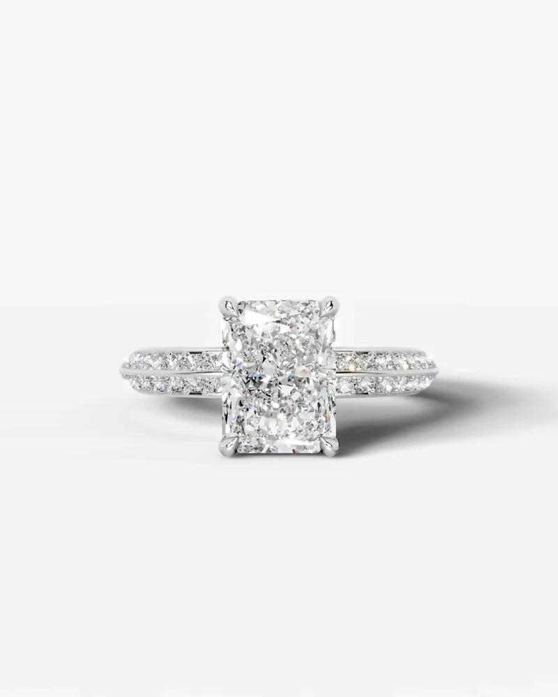 2 Carat Lab Grown Diamond Seraphine Elongated Radiant Cut Pave Engagement Ring