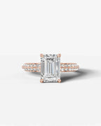 2 Carat Lab Grown Emerald Cut Multi-Row Pavé Diamond Engagement Ring