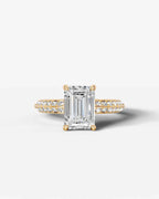 2 Carat Lab Grown Emerald Cut Multi-Row Pavé Diamond Engagement Ring