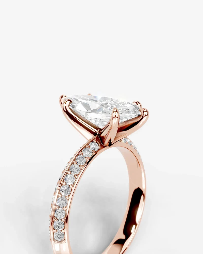2 Carat Lab Grown Marquise Cut Multi-Row Pavé Diamond Engagement Ring