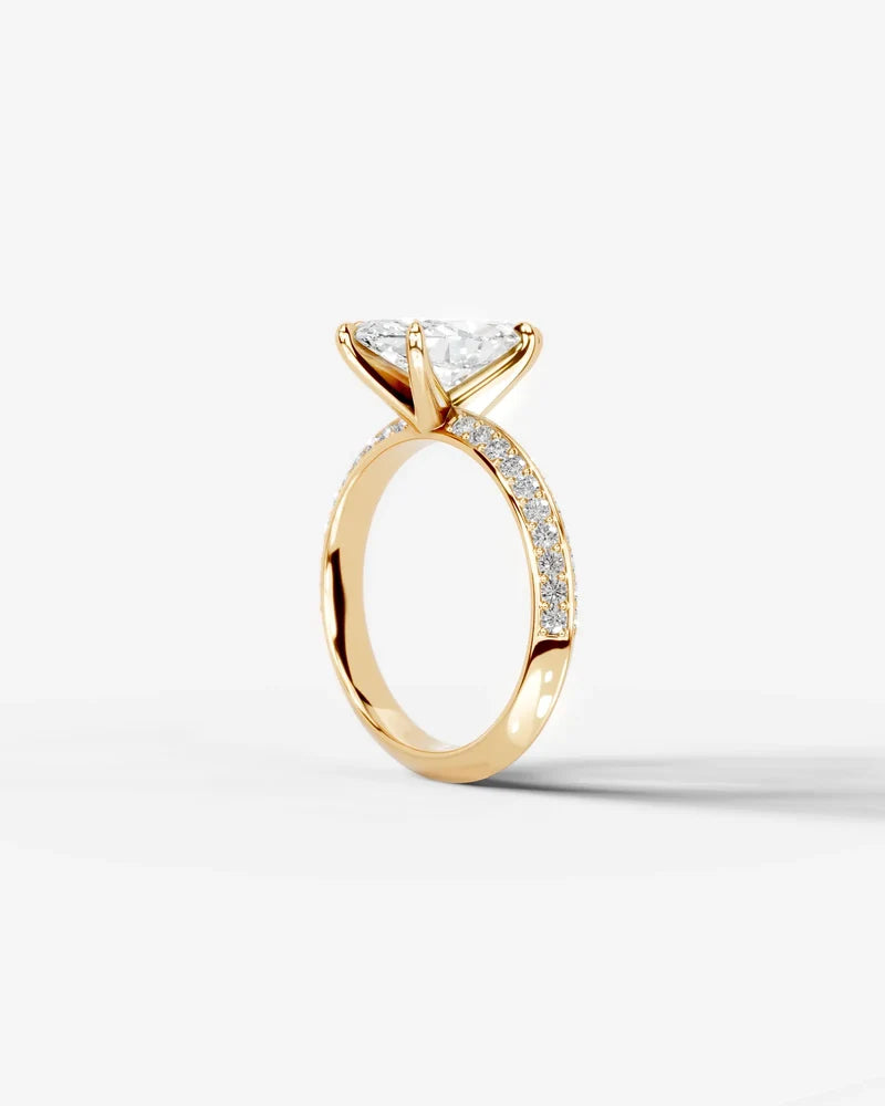 2 Carat Lab Grown Marquise Cut Multi-Row Pavé Diamond Engagement Ring