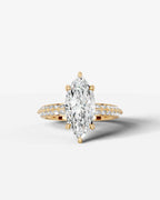 2 Carat Lab Grown Marquise Cut Multi-Row Pavé Diamond Engagement Ring