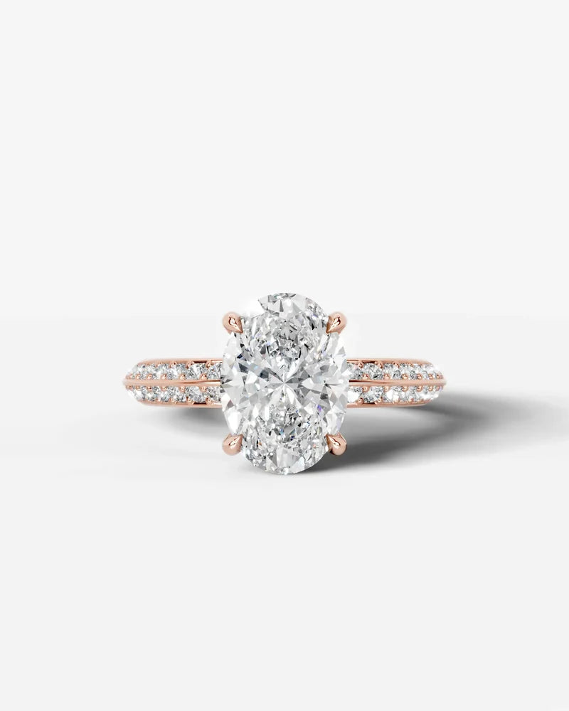 2 Carat Lab Grown Diamond Cassia Oval Pave Engagement Ring