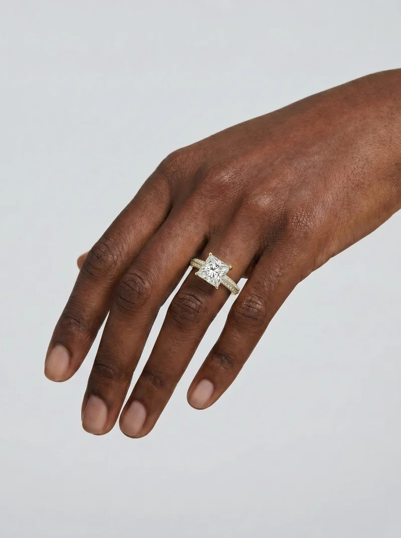 2 Carat Lab Grown Diamond Princess Cut Multi-Row Pavé Engagement Ring