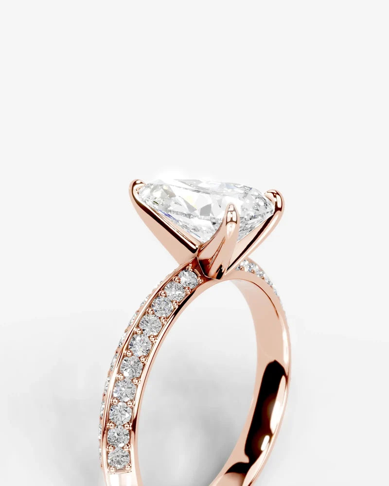 2 Carat Lab Grown Diamond Cressida Pear Cut Pave Engagement Ring