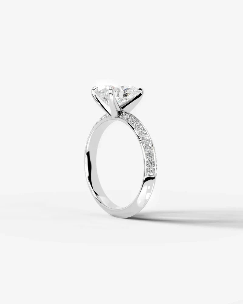 2 Carat Lab Grown Pear Cut Multi-Row Pavé Diamond Engagement Ring