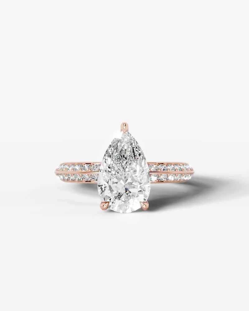 2 Carat Lab Grown Pear Cut Multi-Row Pavé Diamond Engagement Ring